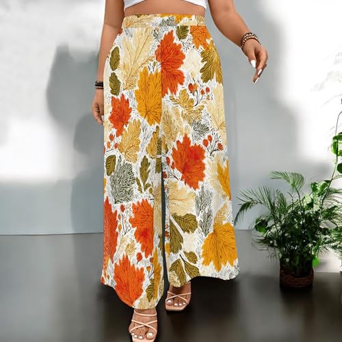 Women's Summer Plus Size Casual Loose Empire Waist Long Pants Elegant Flowy Straight Wide Leg Pants3