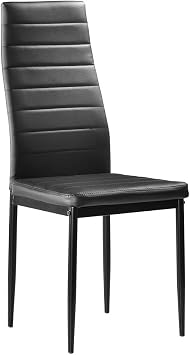 Dining Room Chair Set of 6, Dining Chairs with PU Leather & Legs Classic Style for Kitchen/Living Room/Bedroom/Lounge,Black
