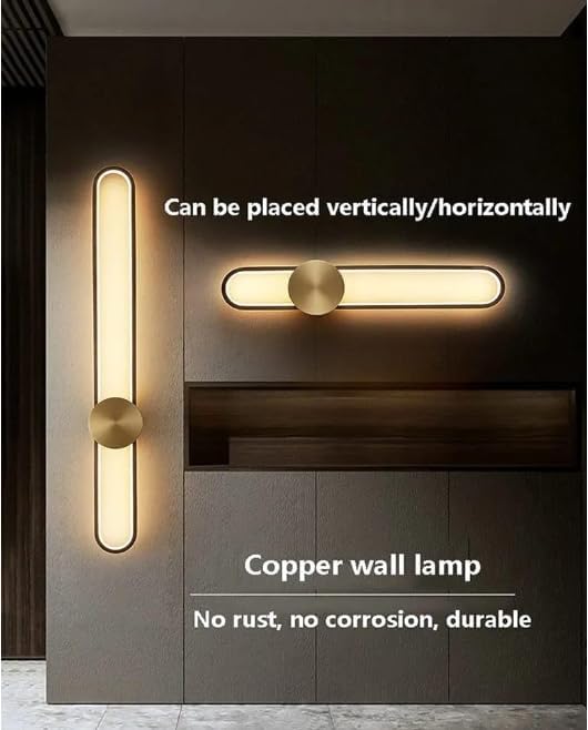 Image of Modern 900mm Simple All Copper LED Long Tube Wall Light Copper LED Long Tube Wall Light for Bedroom, Living Room- 3 in 1 Colours | Warm White, Natural White, Cool White (Gold)