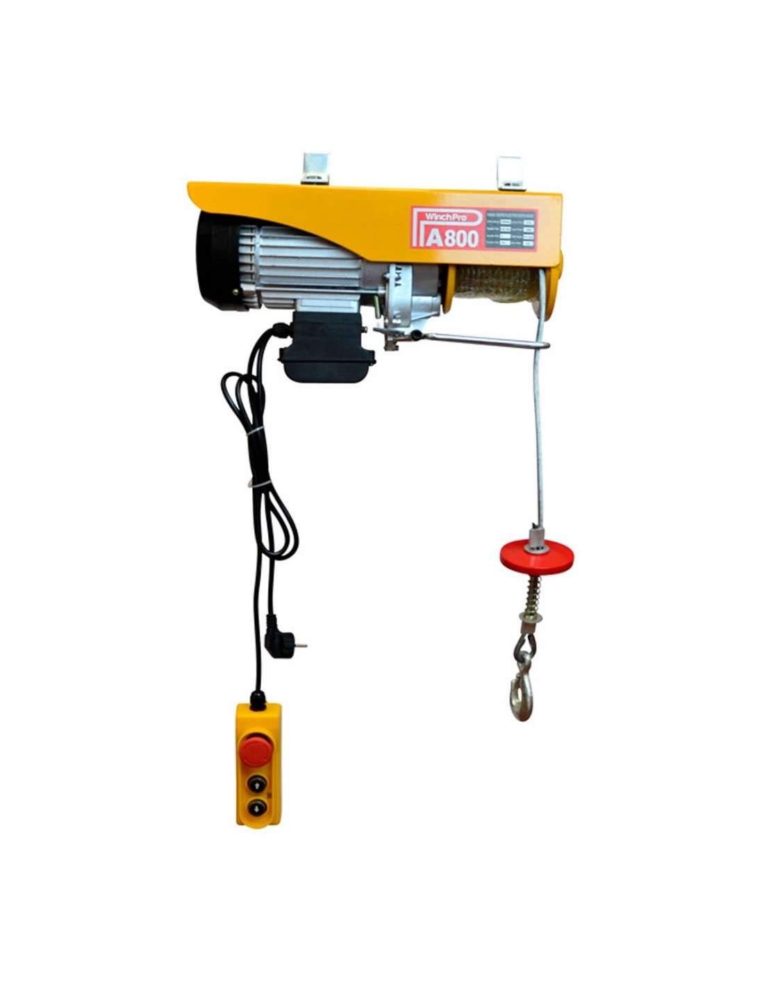 Polipasto Eléctrico 220V, Capacidad de 400/800 Kilogram, Potencia del Motor 1450W, Max Altura de Elevación 12 Metros, Construcción Robusta, Diámetro de la Cuerda de Acero 6mm