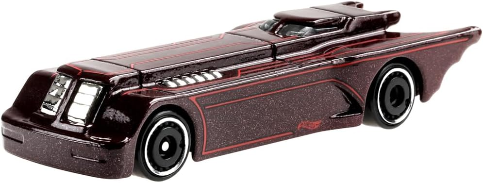 Hot Wheels Collectible Die-Cast Batman Vehicle - HDG89 ~ Batman - The Animated Series Batmobile Car ~ Dark Red ~ 2/5