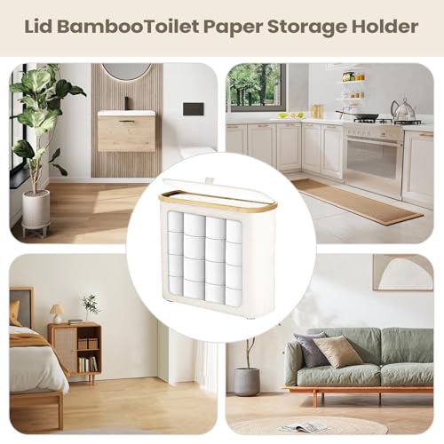 Almacenamiento de papel higiénico cesta de suelo para 12 rollos en baño de casa 8
