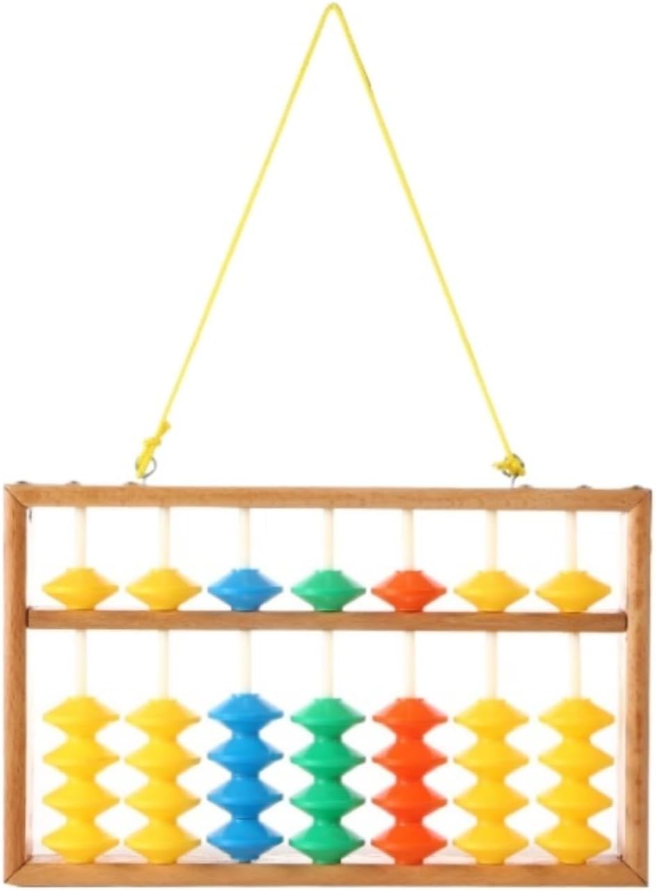 Math Abacus Educational Tool 7 Column Hanging Wooden Abacus Chinese Educational Tool Calculator for Student Teacher Office Decoration(Multi-Colored)
