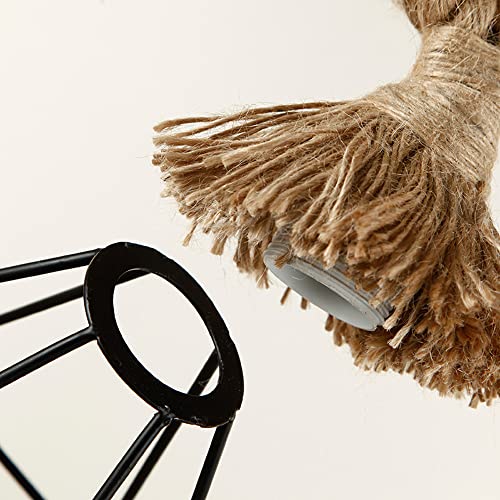 Lustre en corde de chanvre rustique avec suspension métallique pour table à manger - 6