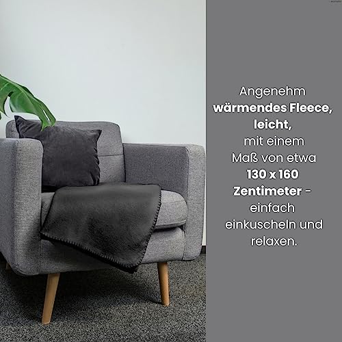 wometo 2er Set Polar Fleecedecke oekoTex 130x160 ca. 400g mit Anti-Pilling und Kettelrand schwarz