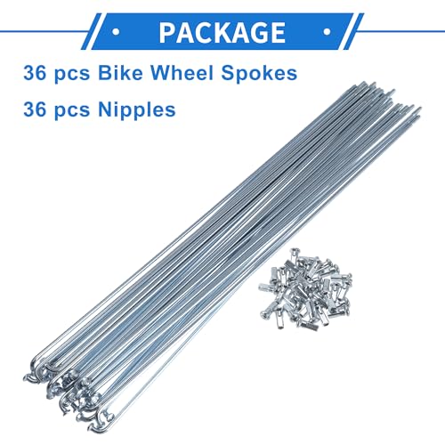 VekAuto 1 Set Bicycle Spokes 12G 280mm Length Bike Wheel Spokes Universal Carbon Steel Galvanized Silver Tone Nipple - Thumbnail 4