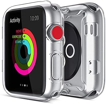 2 Pack HANKN Clear 40mm Case for Apple Watch SE Series 6 5 4 Screen Protector Case, Full Coverage Soft TPU Protective Shockproof Iwatch Bumper Cover (Clear+Clear, 40mm)