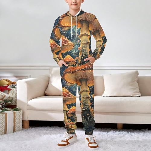 Boys Girls Clothes Hoodies Sweatshirt Pants Set 2 Pieces Fall Winter Outfits, Mushroom Galaxy Universe3