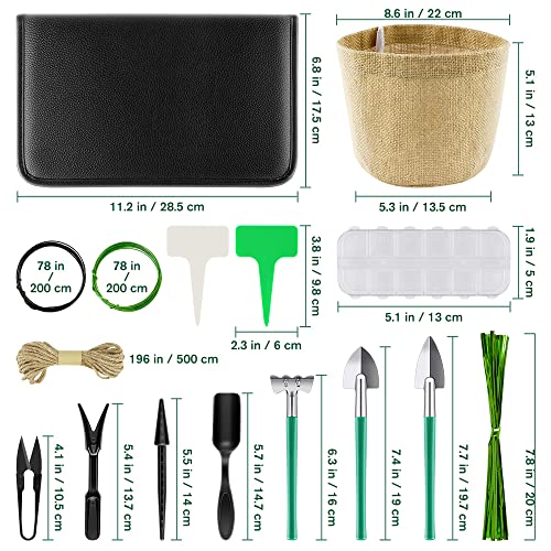 Arrinew Succulent Tools, Mini Garden Tool Set Bonsai Tree Kit With Burlap Pots Hand Shovel Rake Scissors, Indoor Plant Care Tool Accessories Gardening Gifts For Women Starter & Seniors #TOP4