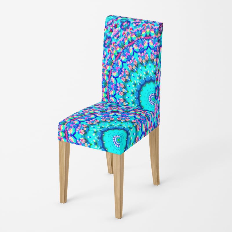 Coprisedie con Schienale 4 Pezzi Mandala Rosa Blu Sedie Sala da Pranzo Lavabile Coprisedie Cucina Ristorante Ufficio Spandex Elasticizzato Copri Sedie Soggiorno 4 Pezzi
