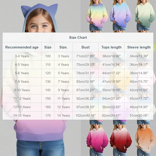 Sweat à capuche uni pour garçons et filles au design dégradé - 4