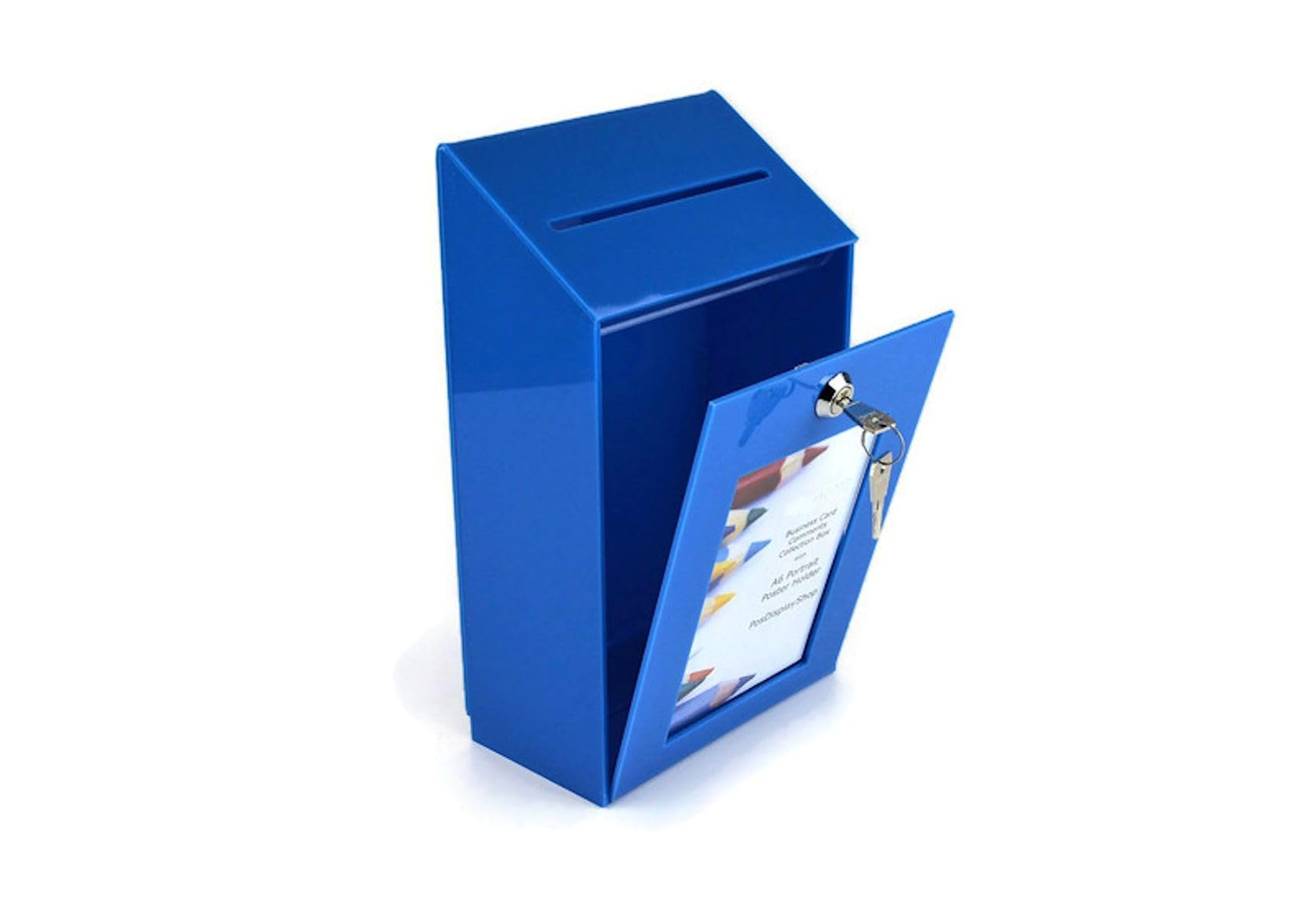 Pos Display Shop Small Lockable Light Blue Acrylic Suggestion Ideas Comments Feedback Collection Box PDS9463A6 (Light Blue)