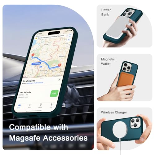 Image of YENAPOON for iPhone 15 Pro Max Case, Matte Magnetic Phone Cover [with 1 Screen Protector] [Support for MagSafe] [Shockproof Military Grade Protection] Translucent Frosted Back, Blue