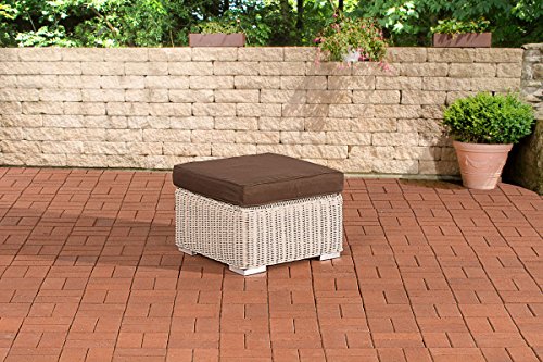 CLP Polyrattan Fußhocker Bilbao Madeira I Polyrattan Sitzhocker I...