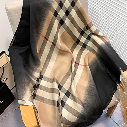 Jerla Women's Scarves Lady Light Soft Fashion Solid Scarf Wrap Shawl Plaid Scarf (Khaki Plaid) #TOP1