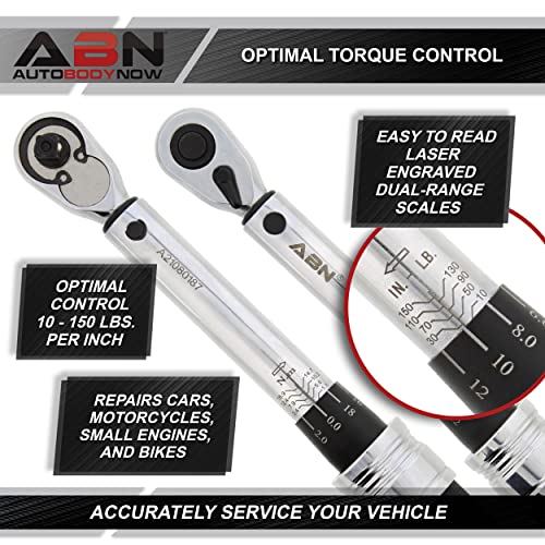 Abn Dual Direction Click Torque Wrench 1/4 Drive 10-150 In/Lb (1.1-16.9 Nm) Scales Inch Pound Dialing Lug Nut Wrench #TOP2