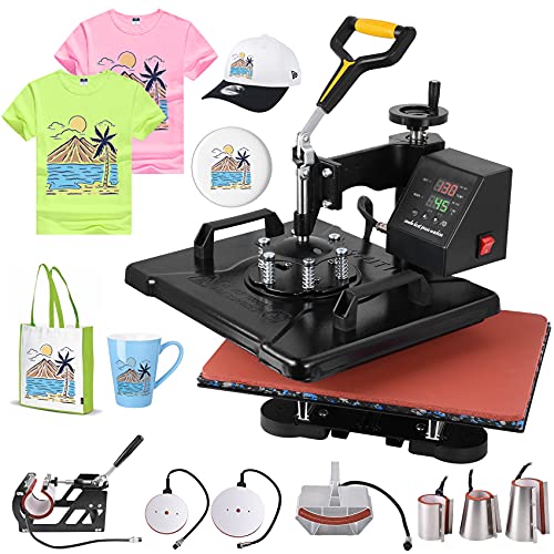 Seeutek Heat Press 12x15 Heat Press Machine 8 in 1 Digital Sublimation Machine 360 Degree Swing Away Large Heat Press Machines for t shirts Printing Machine Mug Cap Plate
