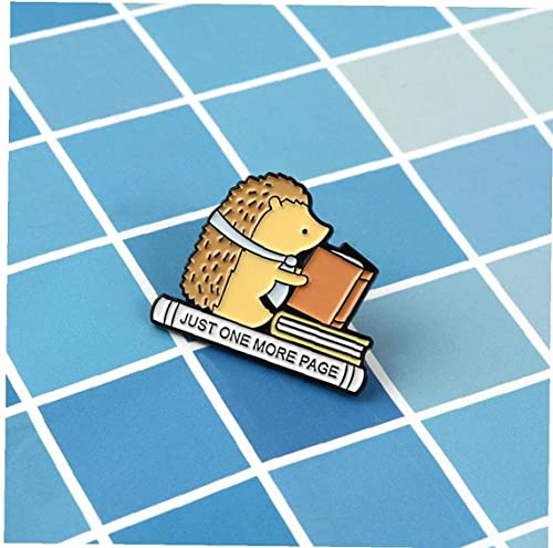 Broche de ouriço lendo livros com crachá fofo Bolsa jeans Mochila de lapela Pin Jewelry Cartoon Cors