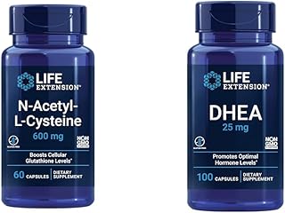 Life Extension N-Acetyl-L-Cysteine (NAC), Immune, Respiratory & DHEA 25 mg – Supplement for Hormone Balance, Immune Support, Sexual Health, Bone & Cardiovascular Health