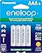 Panasonic BK-4MCCA4BA eneloop AAA 2100 Cycle Ni-MH Pre-Charged Rechargeable Batteries, 4 Pack