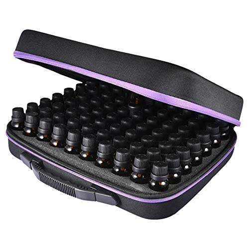 Preisvergleich Produktbild greatdaily 70 Löcher Aromatherapie Ätherisches Öle Aufbewahrungsbox, Schaumstoffeinsatz Ätherisches Öl Tragetasche Hartschale, Reisen Tasche Nagellack Kulturbeutel Kulturtasche Für 15 / 10 / 5ml