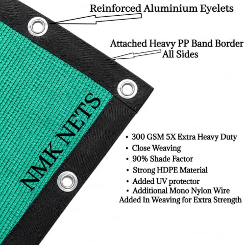 Image of NMK NETS Shade Net 300 GSM 5X Heavy Duty with All Side Eylets and Border Stitched for Terrace,Garden,Balcony Multipurpose (6.5 ft x 8 ft, Green)