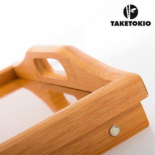 Lot DE 2 - Plateau sur Pied Petit Déjeuner au Lit Bambou