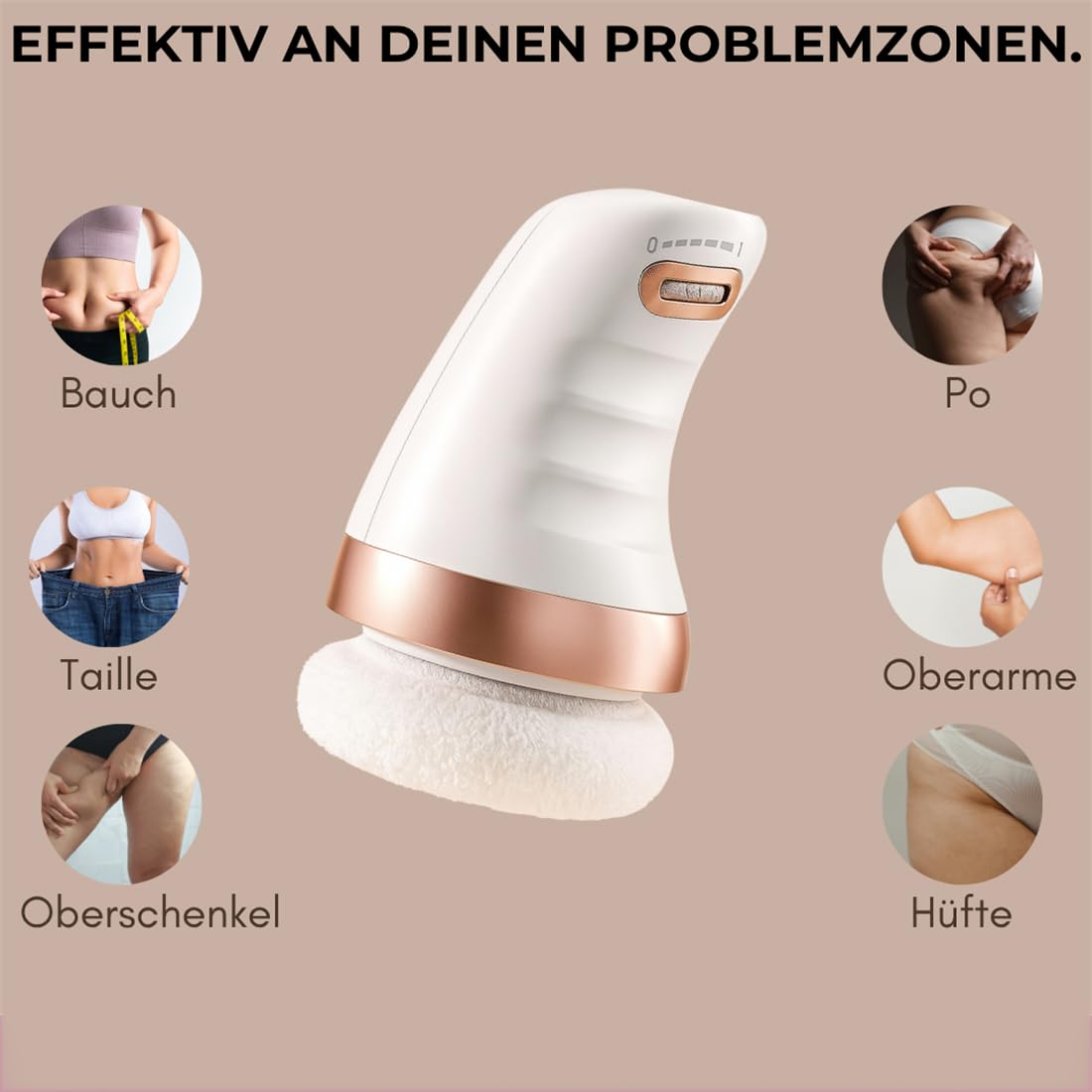 Vibrationsmassagegerät zur Hautstraffung, Anti-Cellulite & Muskelentspannung – kabellos & ergonomisch mit 3 Intensitätsstufen – ideal nach dem Sport, zuhause & unterwegs – für Frauen & Sportler