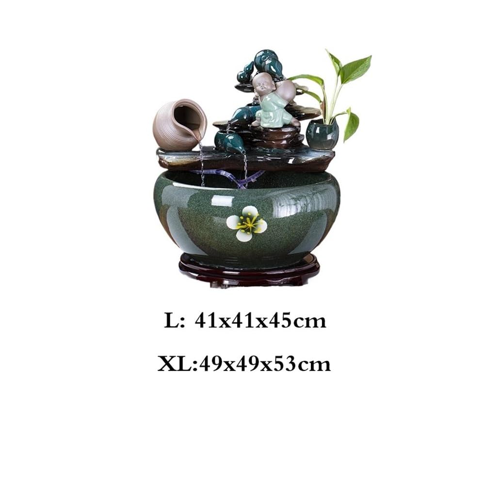 Fontaine d’Intérieur Aquarium en céramique avec Circulation d'eau, Aquarium paysager for Poissons Rouges Pot de nénuphar Fontaine de Table