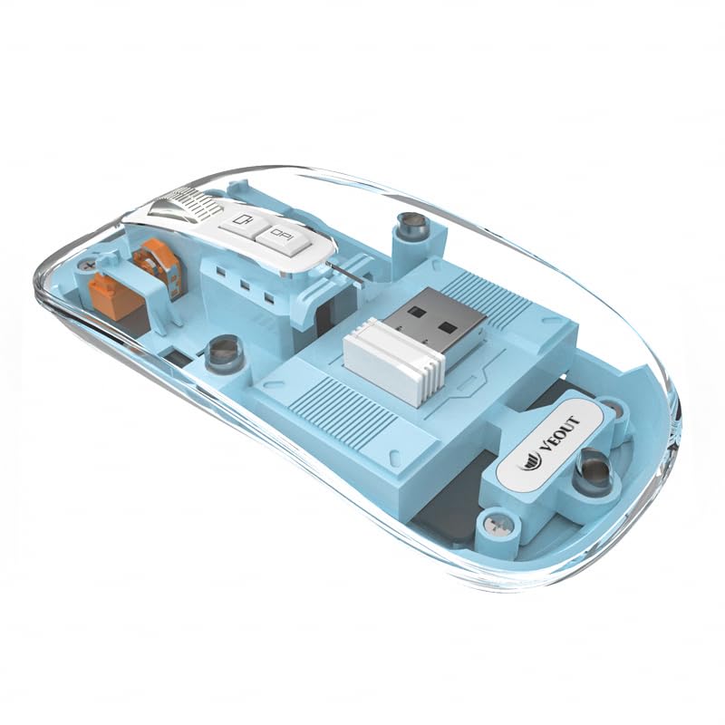 Image of Veout Wireless Bluetooth Mouse, Portable Silent Click Rechargeable Mouse with USB Receiver, 3-Level DPI, Compatible with Laptop, PC, Mac, Tablet, Phone