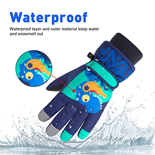 Amztnll Kids Winter Snow Ski Gloves Waterproof Cute Warm Gloves For Boys Girls Snowboard Gloves Outdoor Gloves Windproof #TOP2