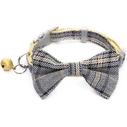 Cat Collars with Bow Tie and Bell Breakaway Adjustable Tartan Cat Collars Quick Release Kitty Collars Adjustable Pet Collars for Cats, Kitten, Small Pet Dogs Cover