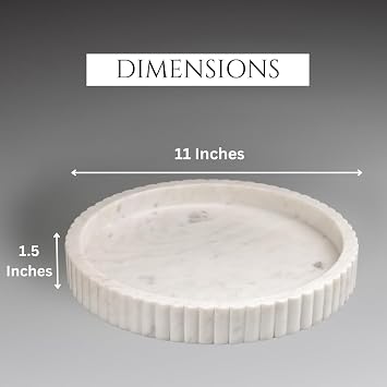 Swadeshi Blessings Handcrafted Marble Round Decorative Tray, Catch-All, 11