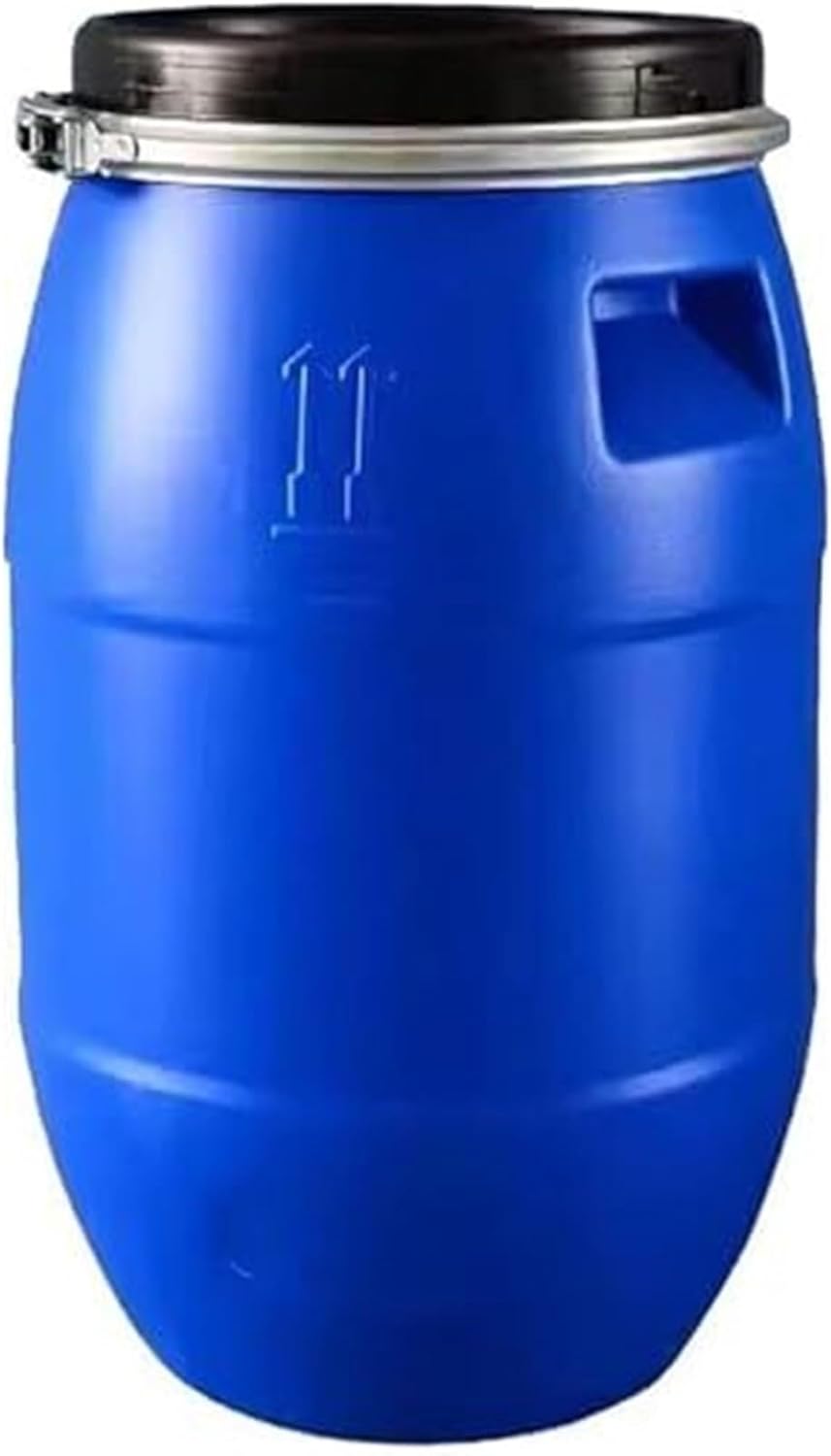 LICOME Water Storage Blue Large Plastic Barrel Open Top Storage Drum Keg with Lid and Latch Ring Air Tight Industrial Container