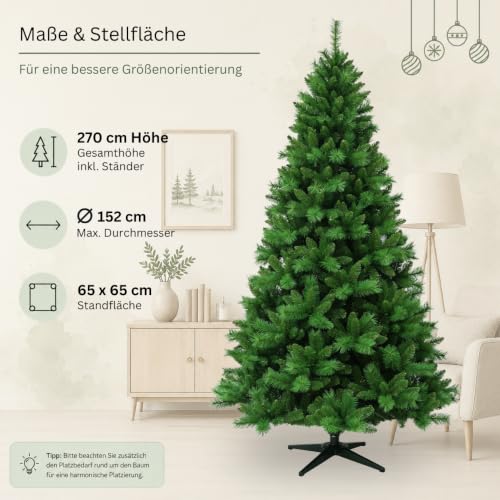 RS Trade Künstlicher Weihnachtsbaum 1101 Colorado 270 cm in Grün mit Metallständer, Christbaum künstlich, Kunsttannenbaum, Klappsystem… – Ansicht 4