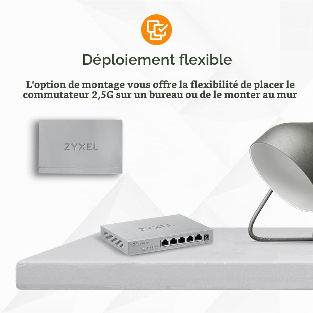 Zyxel Commutateur Non-administrable Multi-Gigabit 5 Ports 2.5G pour Le Divertissement à Domicile ou Le réseau Soho [MG-105]