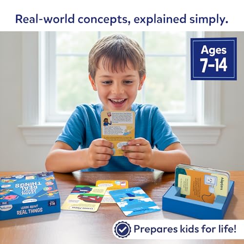 Skillmatics Learn About Real Things – 70 Real-World Learning Flashcards for Kids, Essential Life Skills & Everyday Concepts, Screen-Free Educational Activity & Gift for Ages 7–14