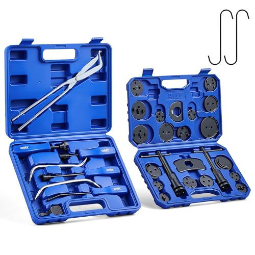 OMT 32pc Dual Brake Tool Kit w Caliper Compressor and Drum Brake Set, Blue