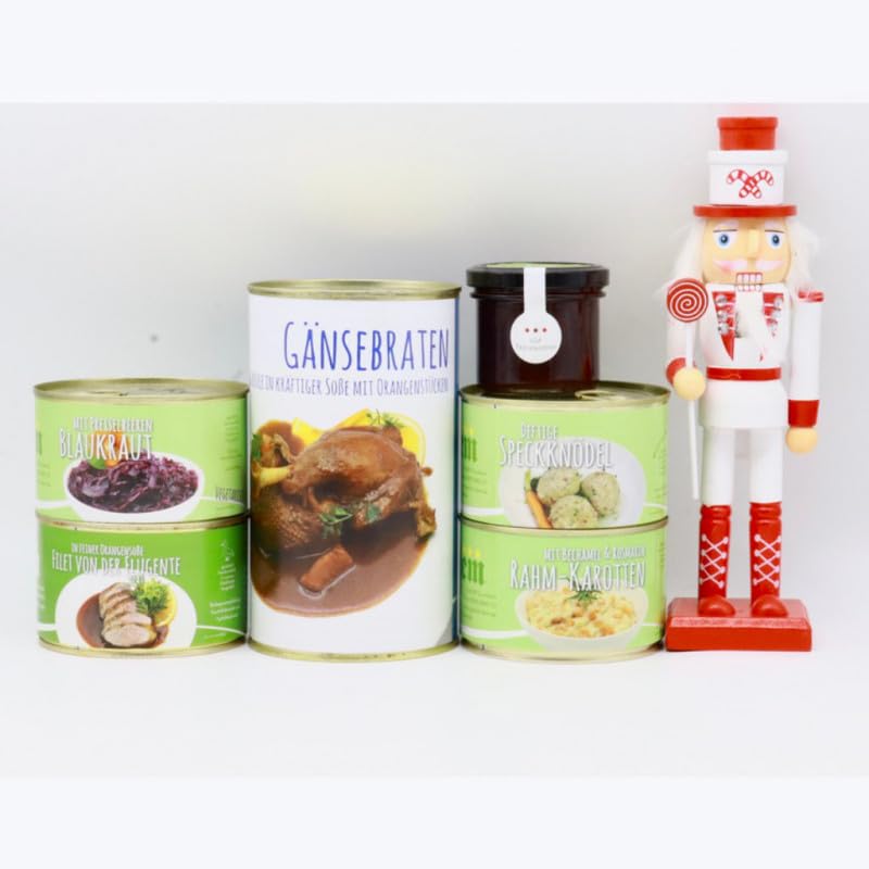 Geschenkkorb Mittel - mit Nussknacker – das Geschenk mit Ente, Gans und mehr - Lange Haltber...