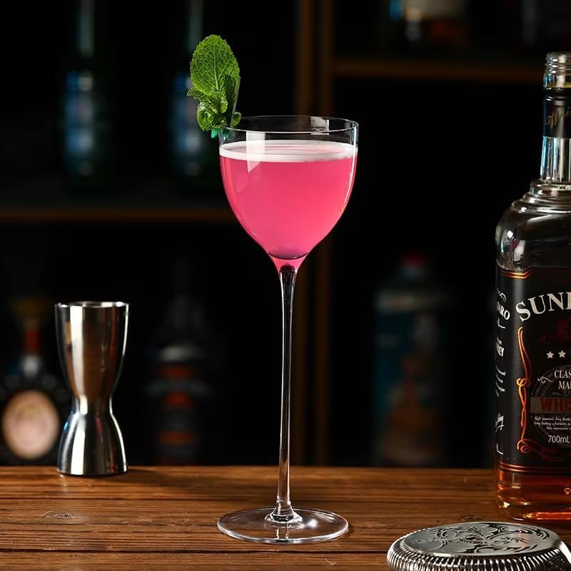 Nick & Nora Crystal Stemmed Cocktail Glasses, 5oz Capacity, 8.26-Inch Height, Clear Glass Manhattan Martini Set, 6 Pieces