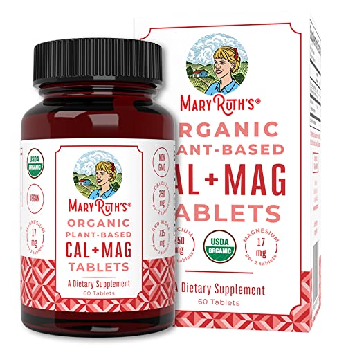 Calcium Magnesium Supplement USDA Organic | Sugar Free | Calcium + Magnesium Chewable Tablets | Gut Health Supplements for Women & Men | Bone Strength | Vegan | Non-GMO | Gluten Free | 30 Servings