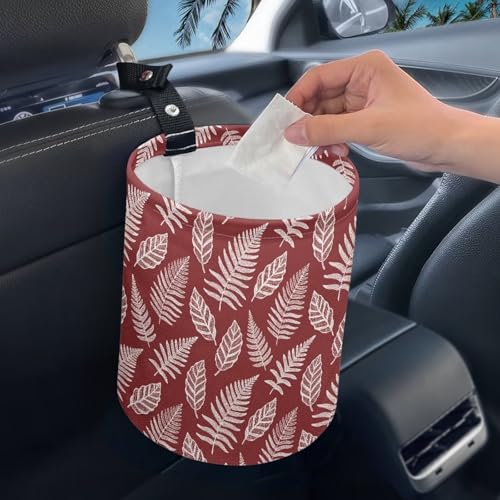Image of Hanging Car Garbage Bag Tropical Leaf Printed for Car Front Seat, Back Seat, Floor, Garbage Bin Decoration Portable Car Rubbish Bin