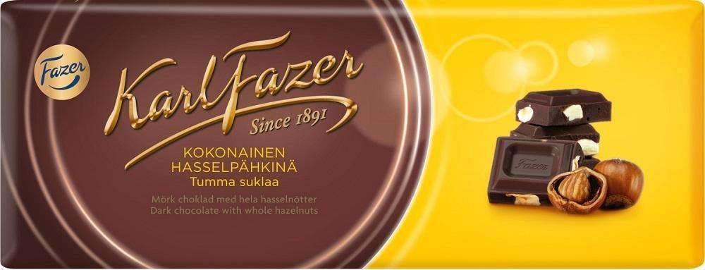Fazer Karl Fazer Dark Whole Hazelnuts Chocolate 1 bar of 200g