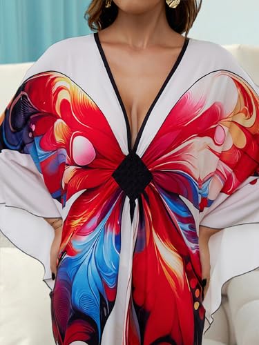 Kaftan Dresses for Women Plus Size Caftans Loungewear Swimsuit Coverup Butterfly Maxi Beach Dress Lightweight Muumuu4