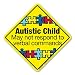 Autistic Child Emergency DECAL (non-magnetic!)