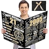 Turypaty Tarjeta de regalo grande de 21 cumpleaños con sobre para niños y niñas, gran tarjeta de felicitación vintage