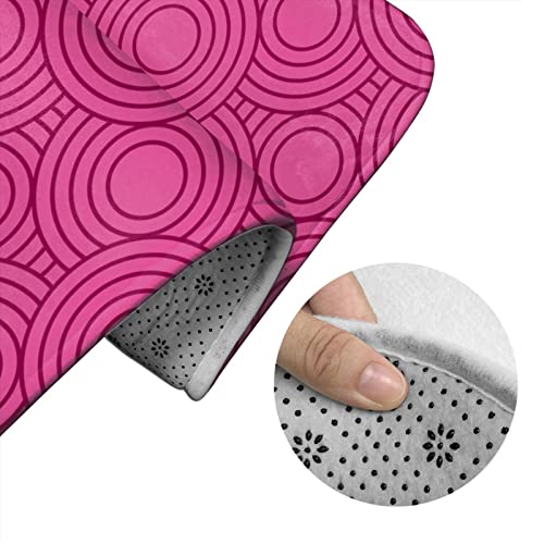 DIRYKILP Badematte + Konturmatte + Toilettendeckelbezug, Vector Abstrakt Geometrisch Kreis 3 Stück Badematten Set, mit rutschfester Klebeunterseite – Bild 6