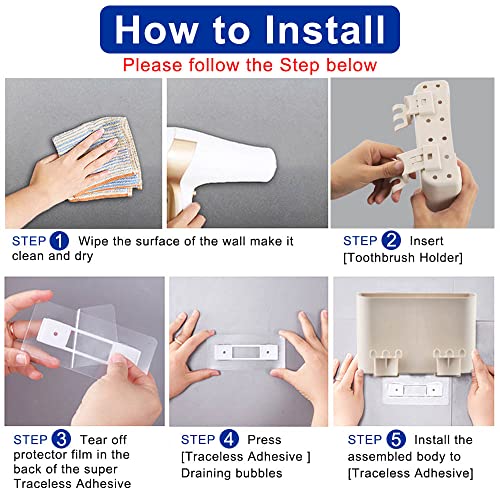 Toothbrush Holder With 2 Cups Kids Electric Toothbrush Wall Mount Toothpaste Storage Set For Bathroom Organizer #TOP6