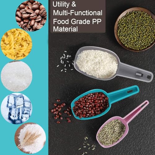 Image of 3 Pcs Nesting Multi-Purpose Plastic Shovel Scoop Set Measuring Scoops Kirana Shop, Grocery, Grains, Sugar, Atta, Rice, Masala, Atta, Rice, Masala, Powder etc (Multi Colour)