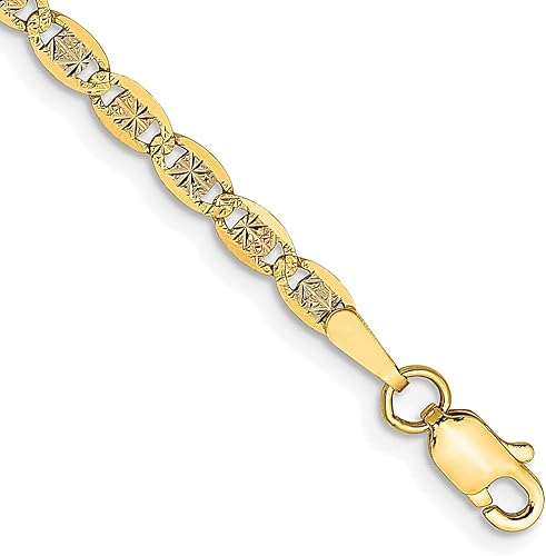 14k 7 Inch 275mm Tri Color Yellow White Gold Pav Valentino Lobster Clasp Bracelet Chain Pave Fancy Fine Jewelry For Women Gifts For Her